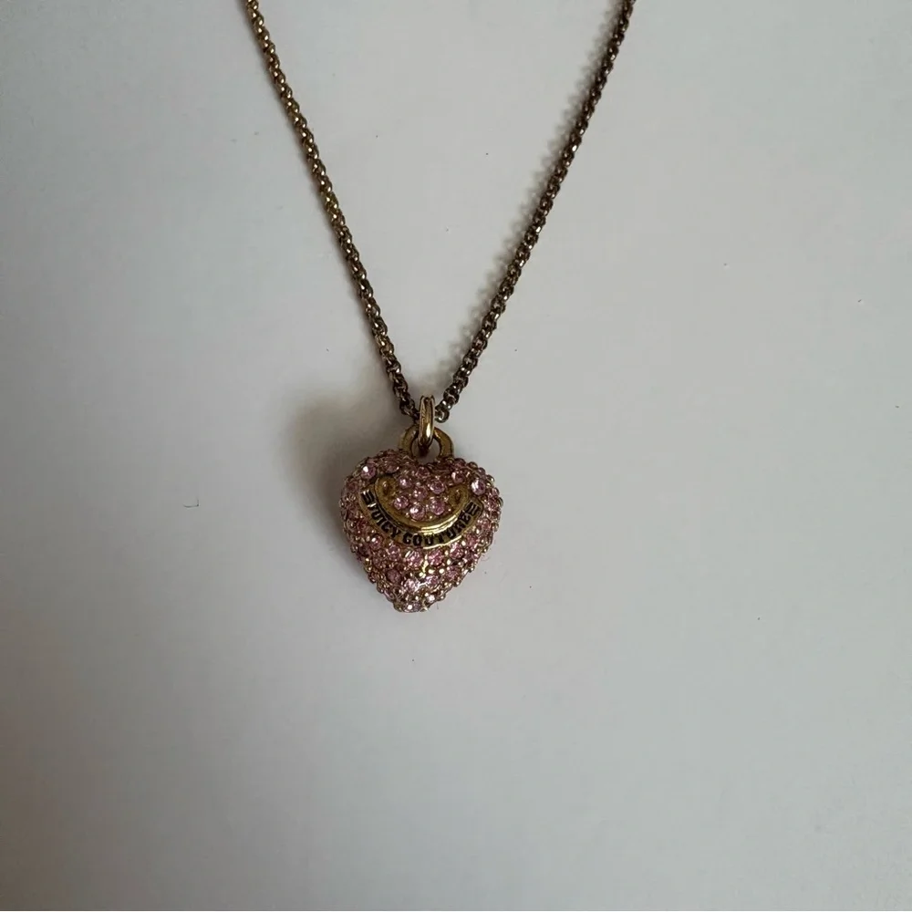 Vintage Juicy Couture Pink & Gold Heart Necklace - Picture 3 of 10